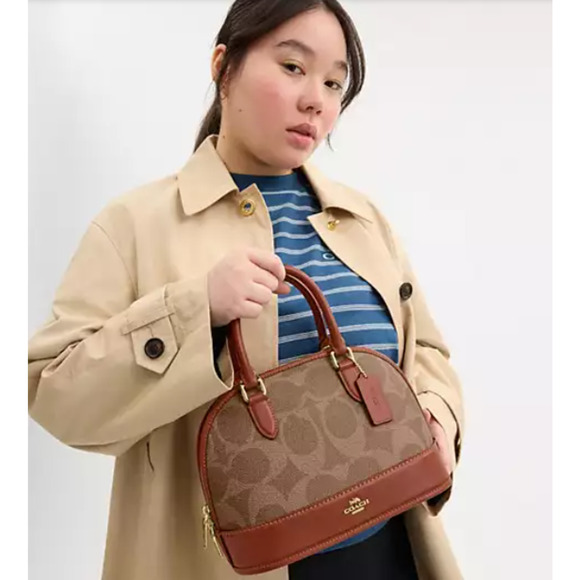 COACH Sabrina Top Handle Satchel Bag Signature Canvas Crossbody CAS19 NWT - Picture 5 of 11